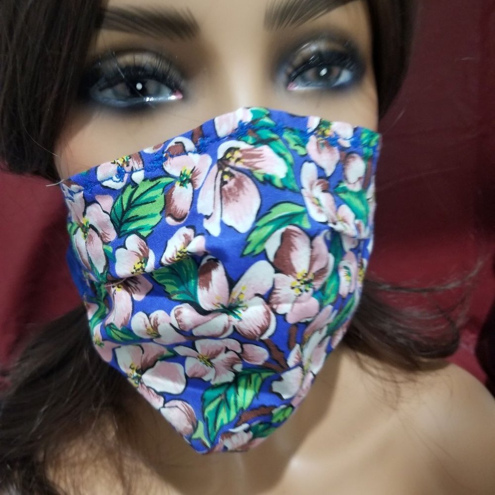 Cloth Face Mask - Silver/Copper Filters-Blue Ties